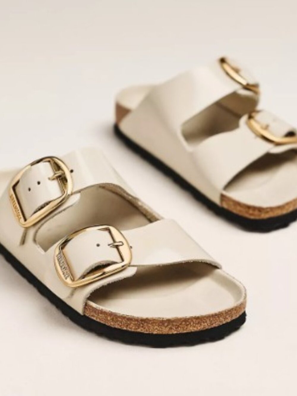 Birkenstock Arizona Big Buckle High Shine Sandals Brand New Oyster EU 37